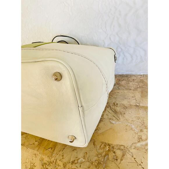 Vtg Coach Hampton convertible leather/Canvas white/lime shoulder bag Bag F11345 - Picture 7 of 10